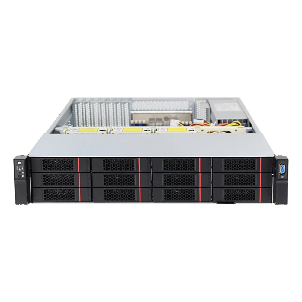 2U Rack Mounted Server Rack Enclosure with 12 * 2.5 Zoll SSD nVME Hot Swappable Hard Drive