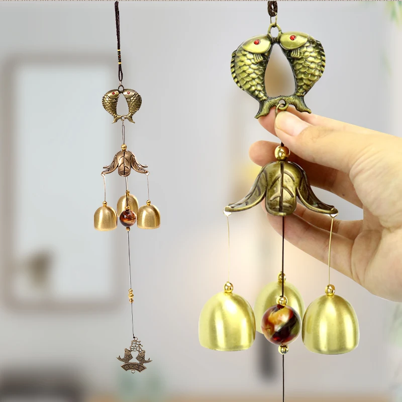 Antique Wind Chime Copper Yard Garden Outdoor Living Decoration Metal Wind Chimes Outdoor Chinese Oriental Lucky Metal Bell