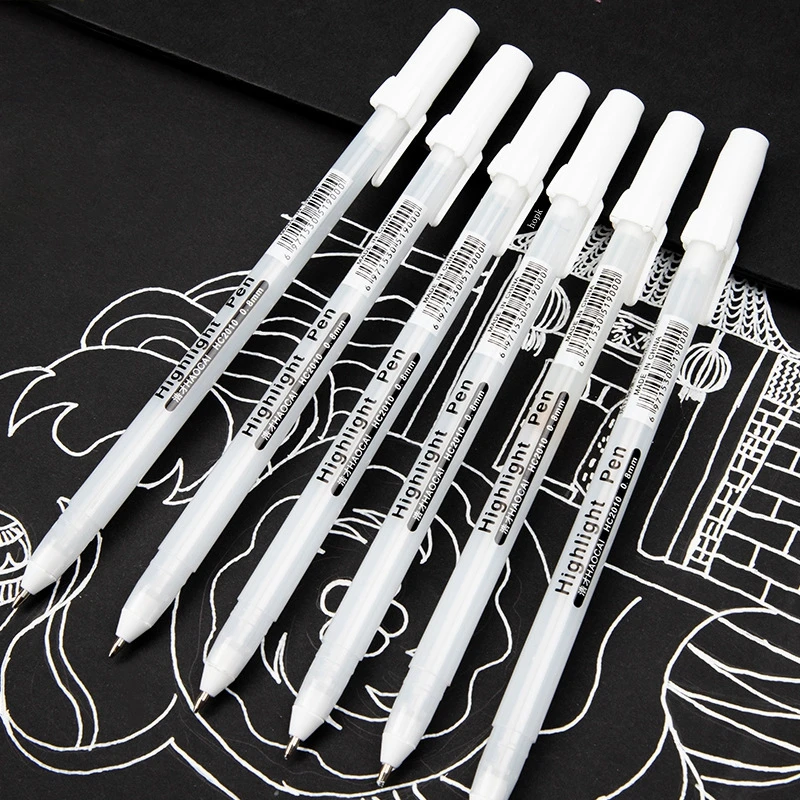 White Marker Pens 3 Pcs Creative White Ink Gel Pen Highlight Marker Pen 0.8mm Fine Tip for Student Stationery Drawing Art Writing School Supplies white marker pens,pen marker,gel pen,colored pens,highlighter pen set