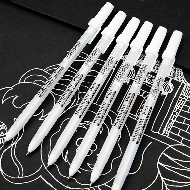 1Pcs White Gel Pen Set 1mm Fine Tip Sketching Pens for Artists