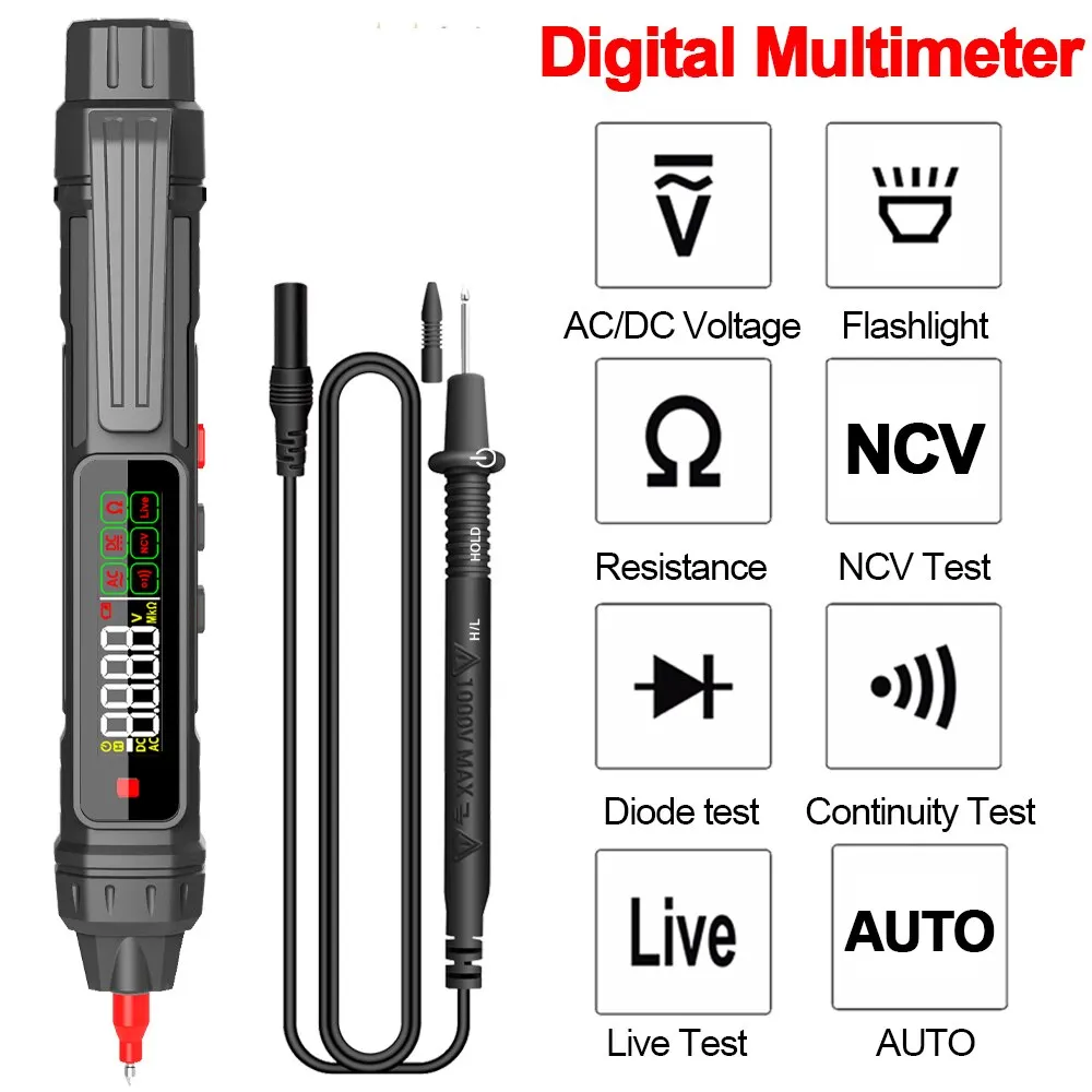 Smart Digital Multimeter 4000 Counts Non Contact High Precision Voltage Detector Pen Auto Range Capacitance OHm NCV Tester