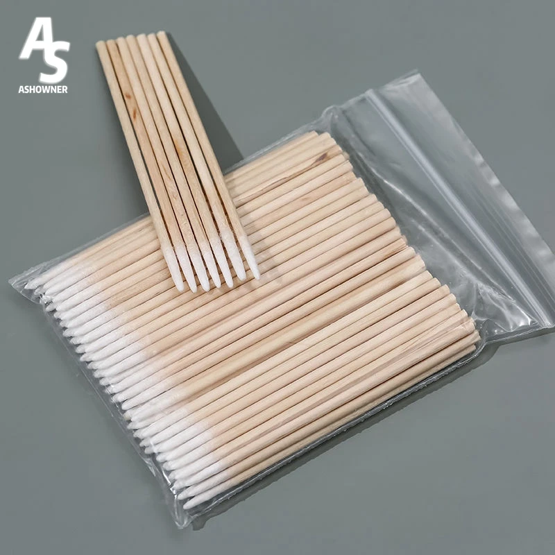 100/200pcs Nails Wood Cotton Swab Clean Sticks Buds Tip Cotton Head