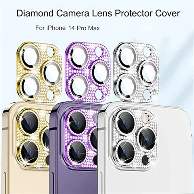 DiamondCameraLensProtectorForIPhone14131216ProMax14PlusGlitterLensScreenProtectorsForIPhone1312Mini-AliExpress
