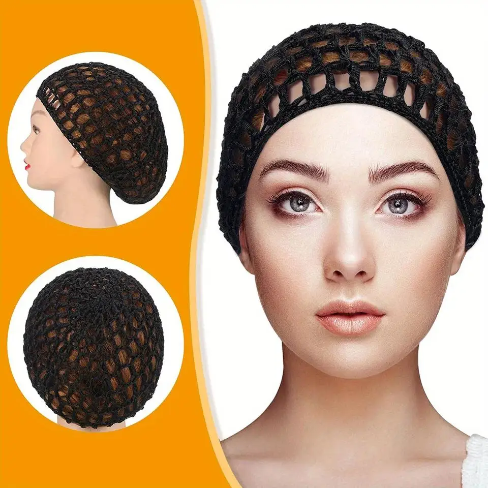 3 Pieces Mesh Hair Net Rayon Crochet Hair Nets Knit Snood Hat Crocheted Sleep Cap hair nets