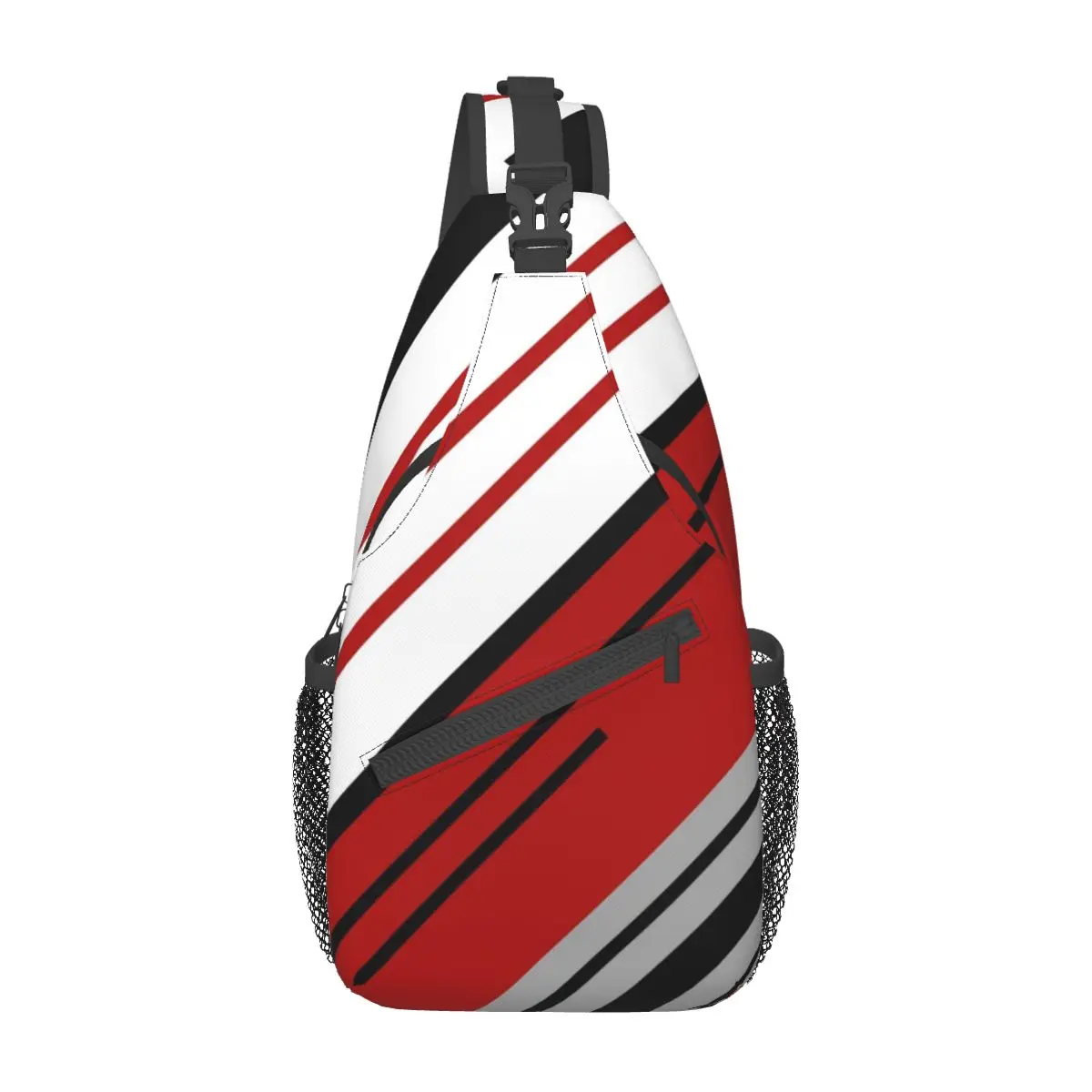 

Diagonal Stripes Crossbody Sling Bags Pattern Chest Bag Nordic Red Abstract Shoulder Backpack Daypack Travel Hiking Cycling Bag