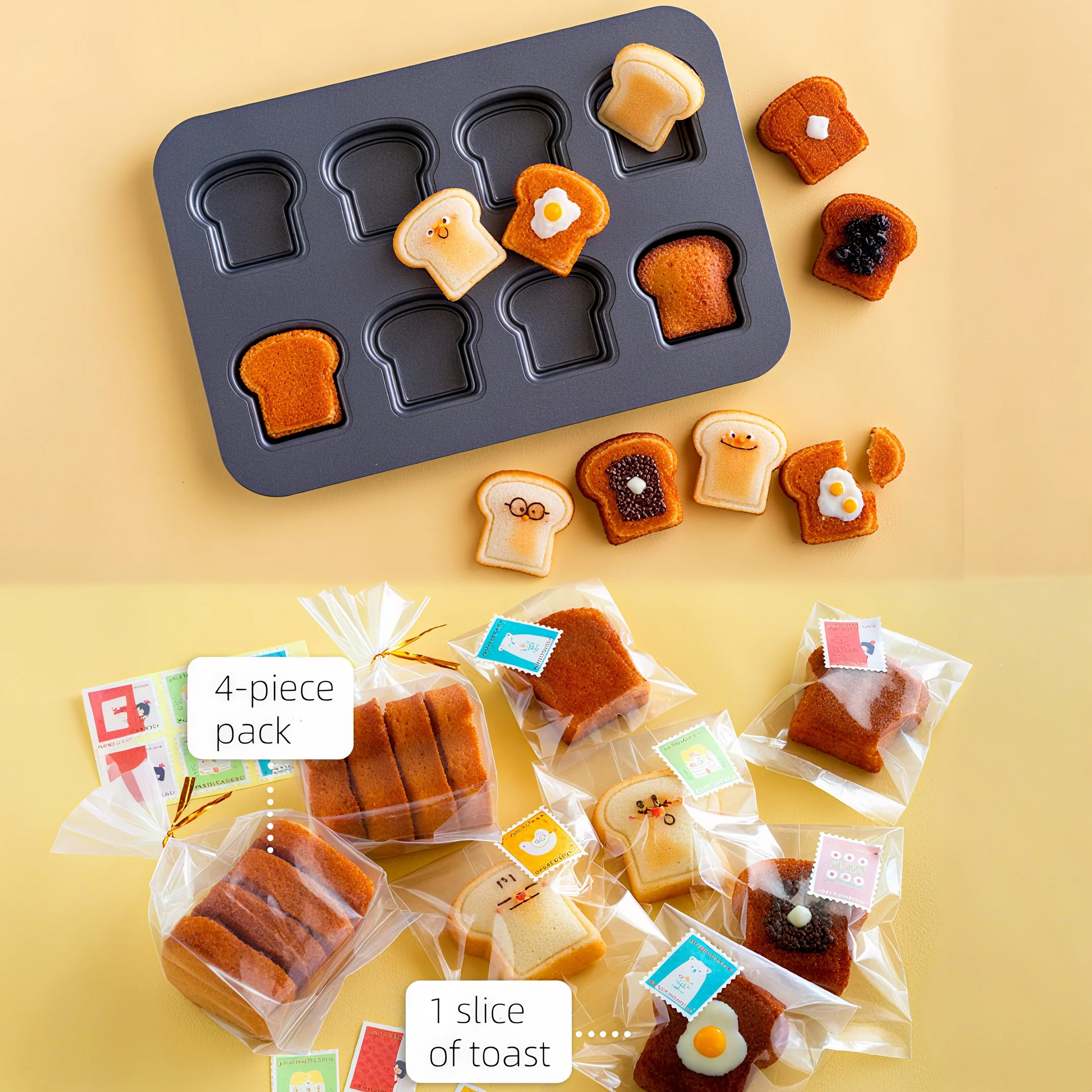 Packed Toast In Store 8 Cavity Toast Molds Jam Sandwich Bread Loaf Pan Baking Cake Pan Baby ...