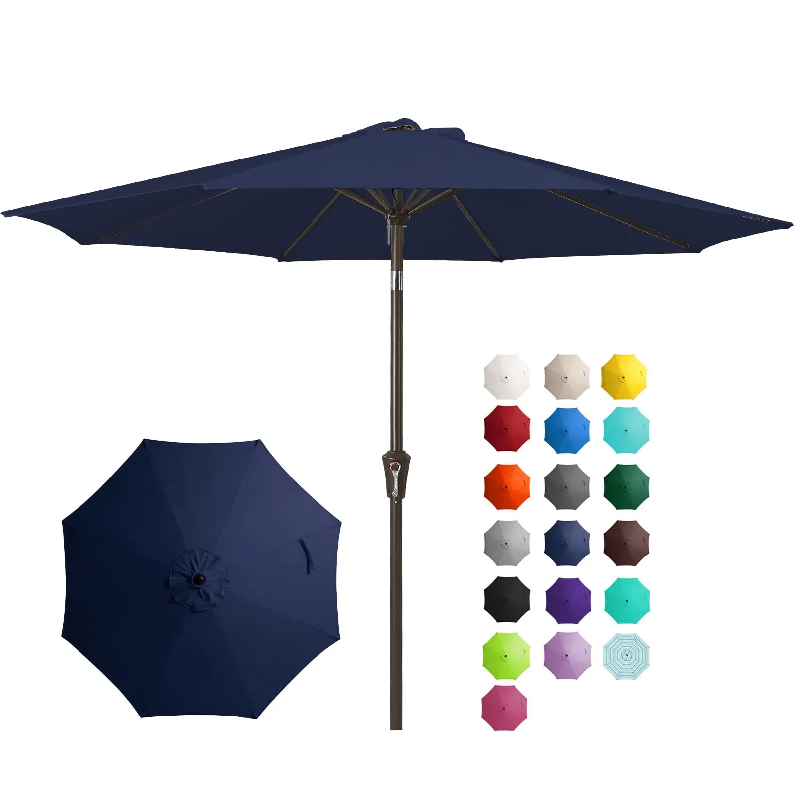 

9FT Outdoor Patio Umbrella Outdoor Table Umbrella, Market Umbrella 8 Sturdy Ribs UV Protection Waterproof for Garden,Navy Blue