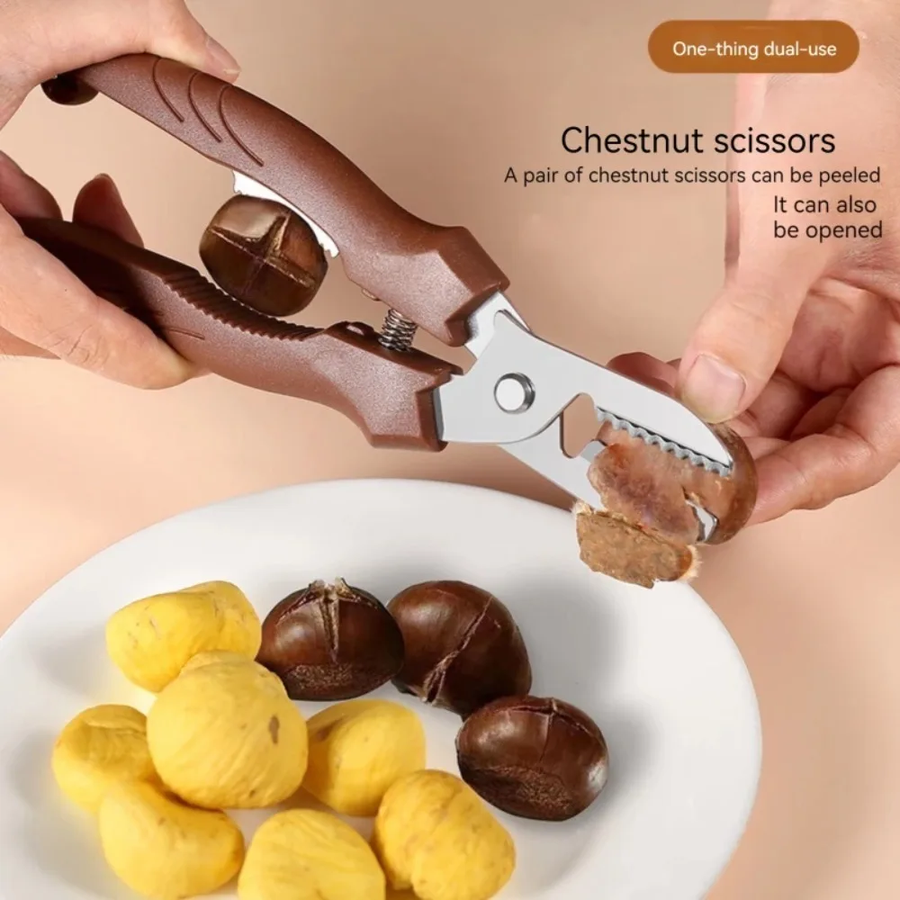 Multipurpose Chestnut Scissors Peeler Chestnut Shell Peeling and Leather Clip Cross Cutting Knife Peeler For Kitchen chestnut peeler