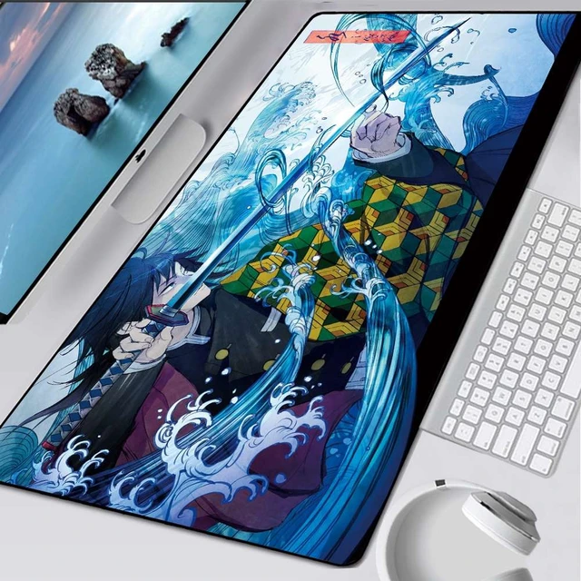 Tapis de souris avec impression HD, 90x40cm, 22x18cm XL, pour ordinateur  Gamer, avec clavier XXL, Kimetsu