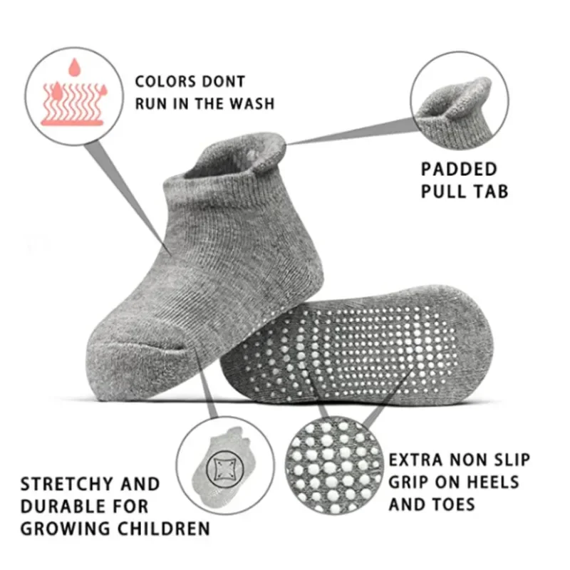 Non Slip Toddler Socks 12 Pairs Infant Baby Kids Grip Socks for Boy Girls Tphon Anti Skid Ankle for 1-5Year kids socks baby socks