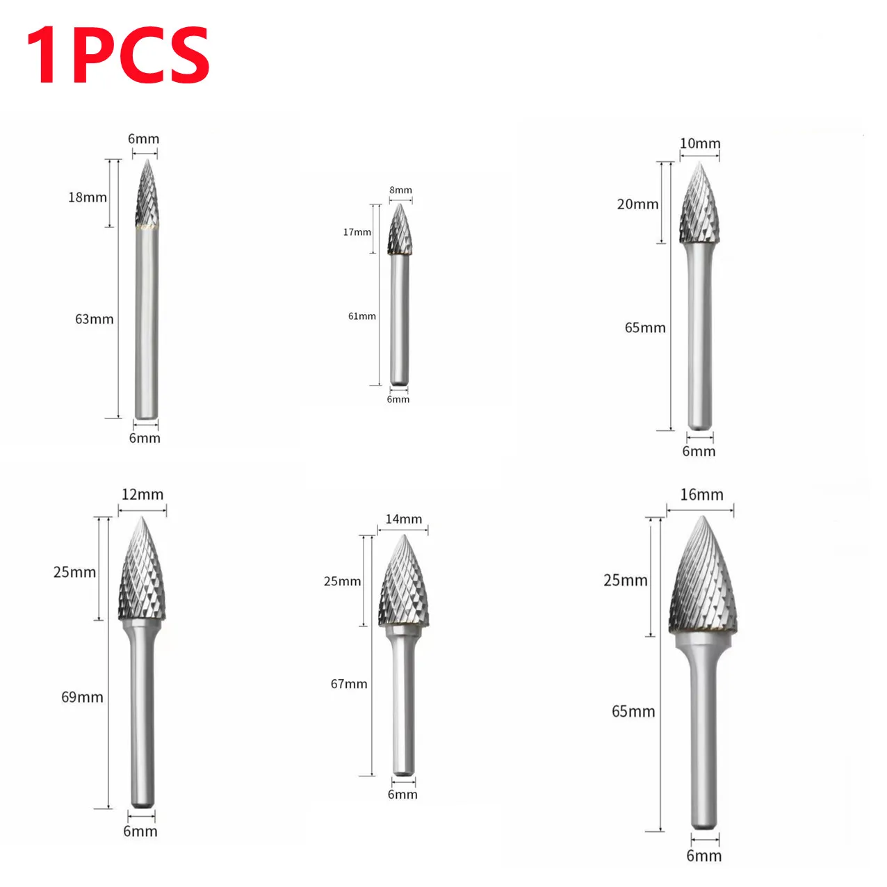 

1PCS-GX Type Head Tungsten Carbide Alloy Rotary File Drill Milling Carving Bit Point Burr Die Grinder Abrasive Tools for Meta