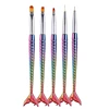 5Pcs/Set Mermaid Gradient Flower Nail Art Brush Carved Stripe Painting Drawing Pen Acrylic UV Gel Nail Tip Manicure Tool 3