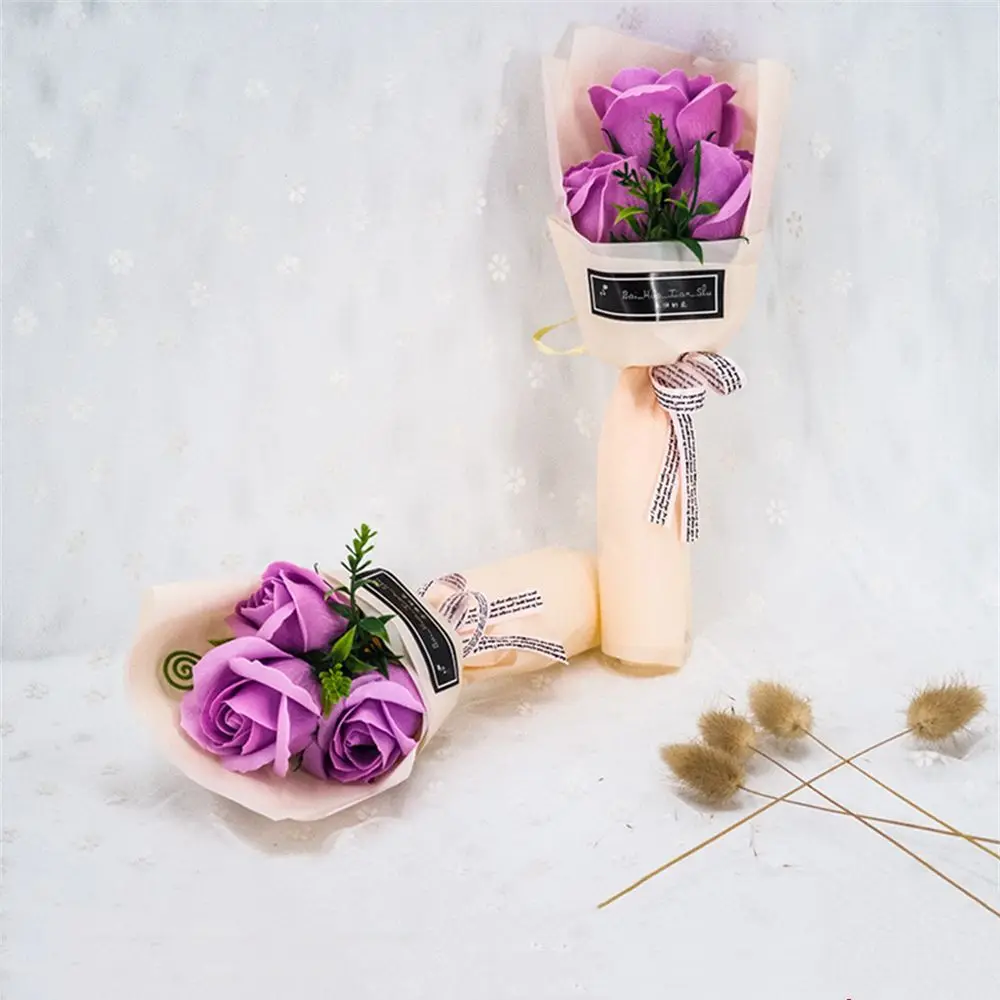 3 Köpfe künstliche Rosen strauß Hand hält Seifen blume Valentinstag Geschenk Hochzeits dekoration künstliche Blumen Jubiläum – Detail 7