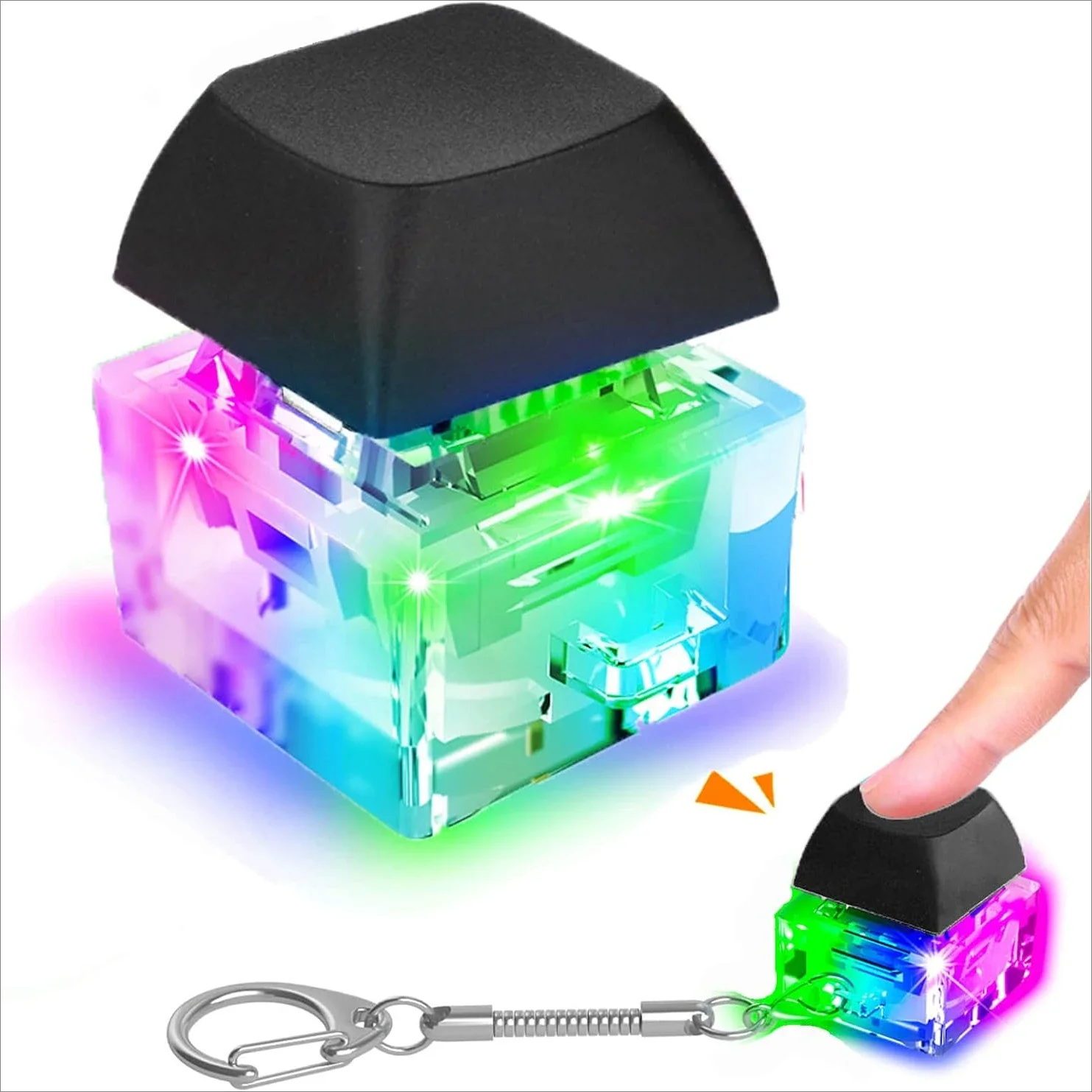 Keyboard Fidget Toys Keychain Keyboard Decompression Toys Fidget Toy Stress Relief Gifts Finger Clicker Key Chain