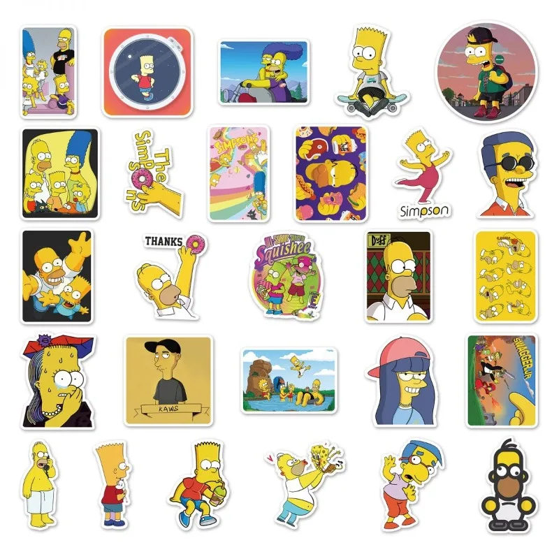 54pcs Unique Simpson Personality Cartoon Stickers - Waterproof Graffiti Decor for Luggage, Fridges, and More