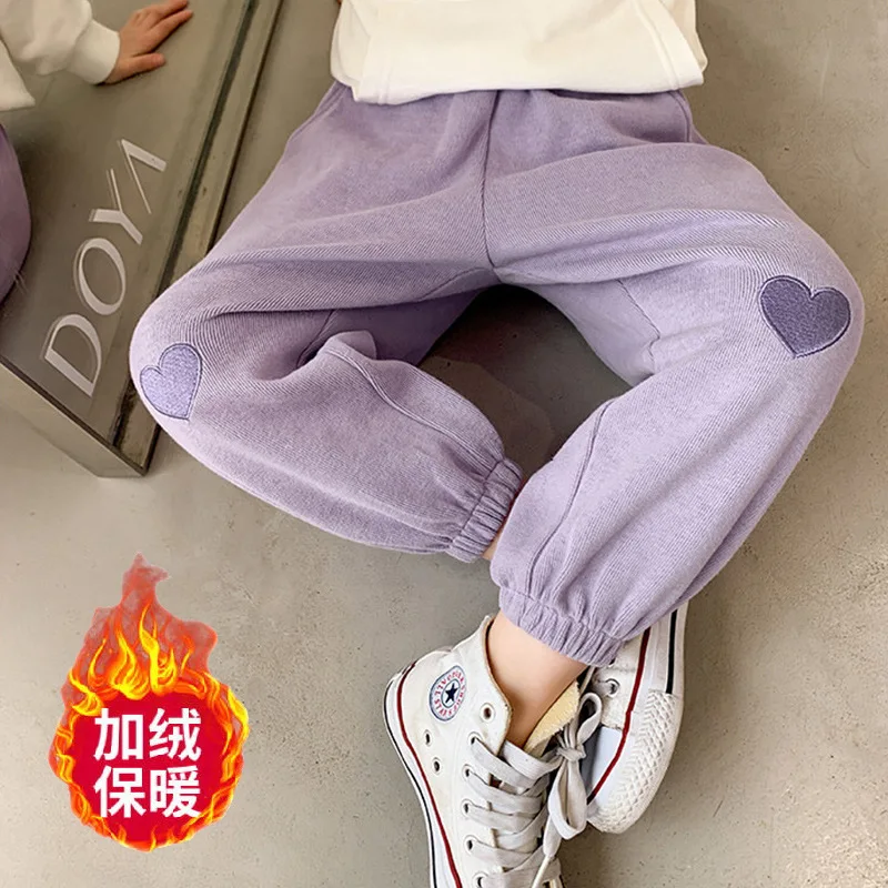 

Autumn and Winter Girls' Pants Winter Children's Fleece Thick Sweat Pants Women's Fashionable Sports Pants
