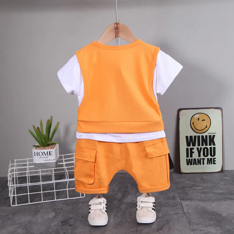 New Toddler Summer Baby Boys/Girls Clothes Children Pulling Rope Pocket T-Shirt Shorts 2Pcs/Set Infant Kids Fashion Tracksuits