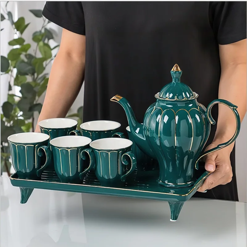 

Керамический кофейный чайный набор, водный чайник в скандинавском стиле, зеленый, белый горшок из Пномпеня, чашка, бытовые кухонные принадлежности, посуда для напитков