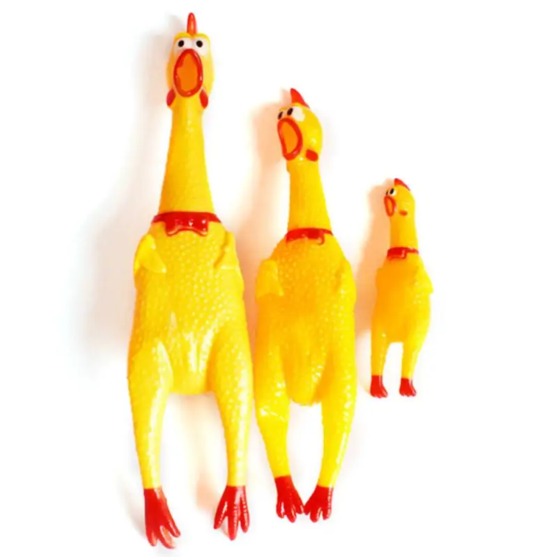 1PCS New Pet Dog Squeak Toy Screaming Chicken Squeeze Dog Chew Toy Durable And Fun Yellow Rubber Exhaust Chicken Toys 6