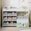 Toy Storage Organizer, Toys Bookshelf with 10 Fabric Bins and Movable Toy Chest, Toys Storage Cabinet for Playroom, Nursery 1