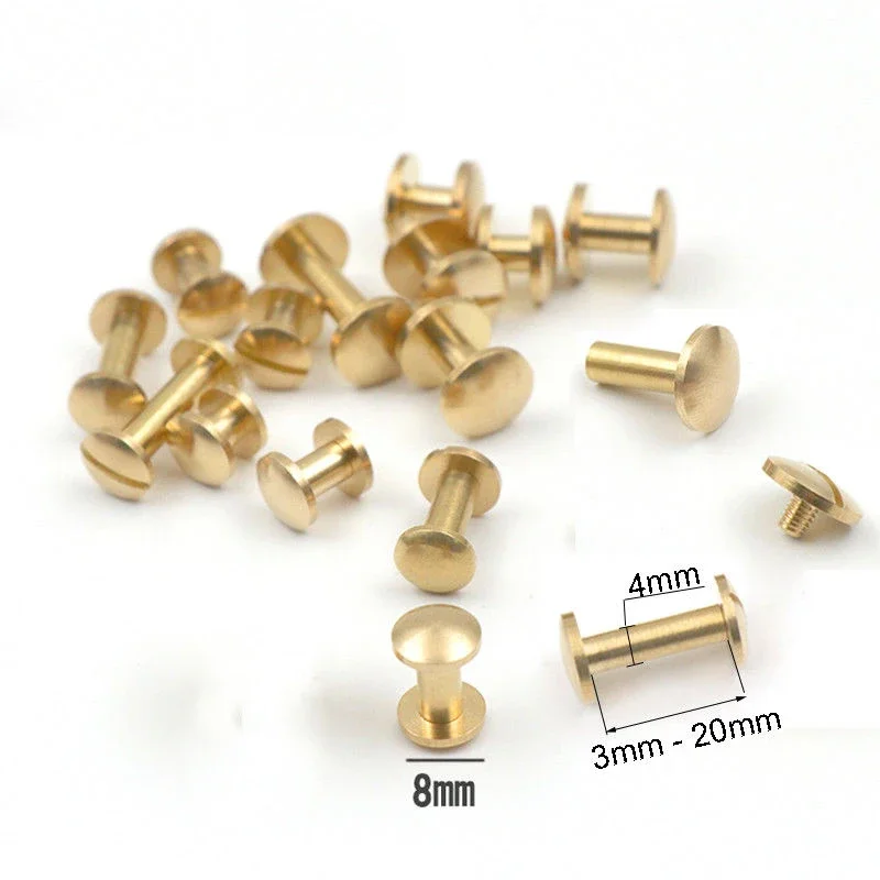 10sets Solid Brass Binding Chicago Screws Nail Stud Rivets for Photo Album Leather Craft Studs Belt Wallet Fasteners rivets and fasteners rivets and screws binding screws