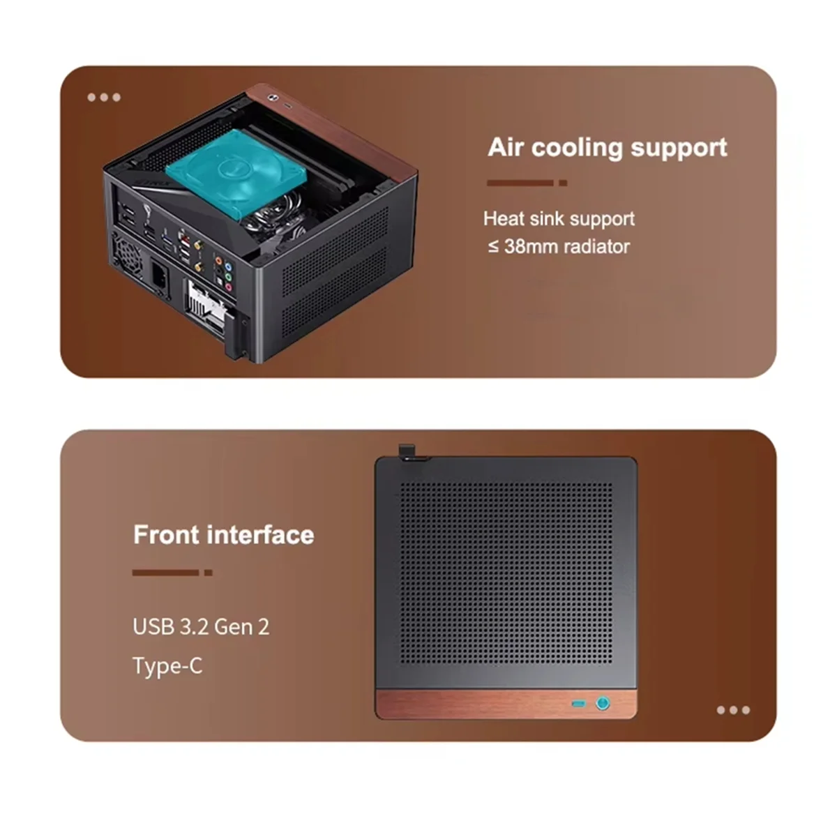 ABAN NV10 미니 ITX PC 케이스, 1U 전원 공급 장치 지원, 4.5L 용량, 컴팩트하고 우아한 디자인 블랙