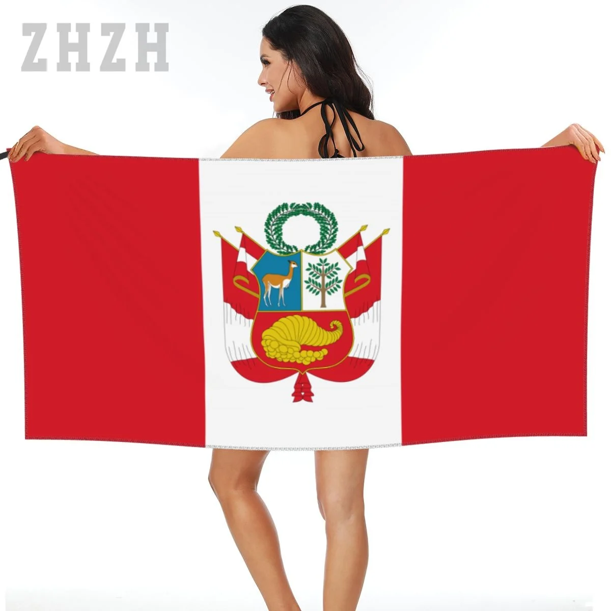 

Многофункциональное банное полотенце из микрофибры с эмблемой флага Перу, быстросохнущее, впитывающее, мягкое, воздухопроницаемое, для пляжа, ванной комнаты