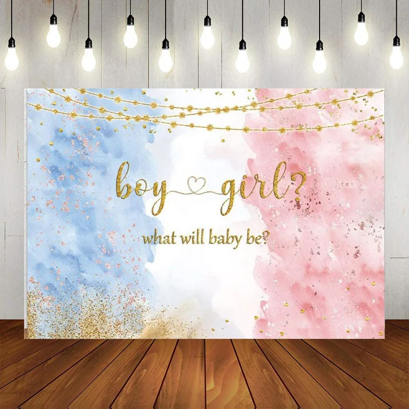 Bear Gender Reveal He Or She Photography Background Navy Blush Floral Party Background Boy O Girl Bearly Decoration Banner Poster