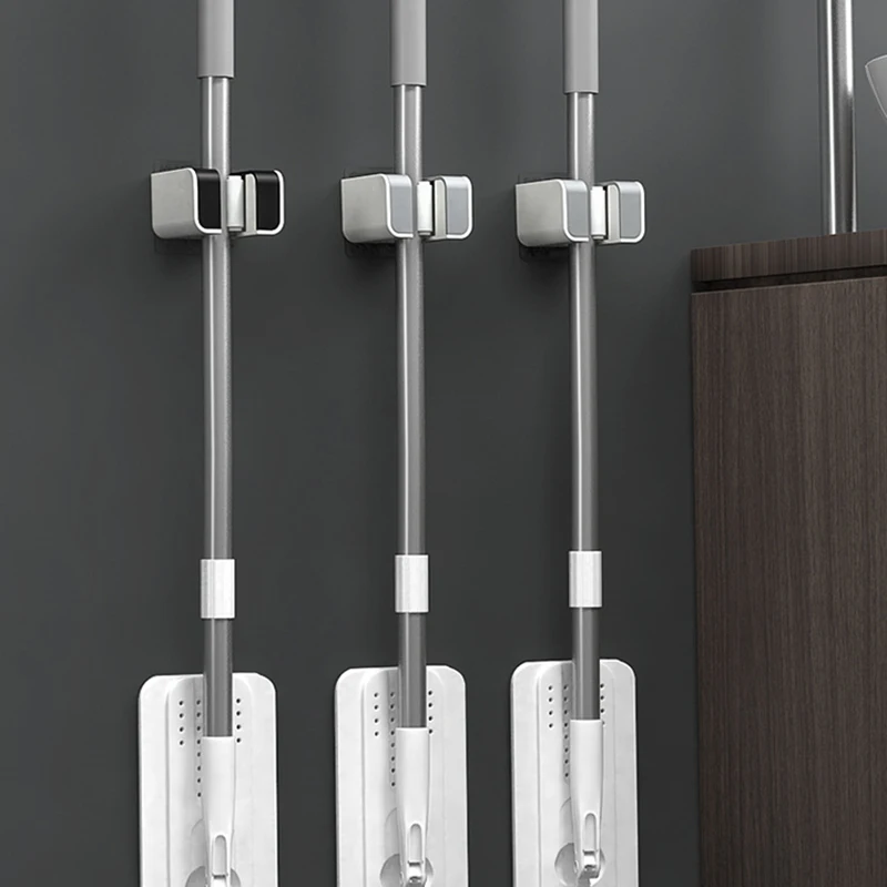 2 pcs Wall Mounted Mop Holder Bathroom Accessories No punching Multi-Purpose Kitchen Strong Mop Hanger Broom Holder Mop Racks 3 2 pcs Wall Mounted Mop Holder Bathroom Accessories No punching Multi-Purpose Kitchen Strong Mop Hanger Broom Holder Mop Racks 3