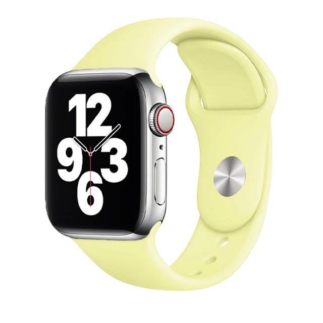 Silicone Strap For Apple Watch Band 44mm 41mm 45mm 40mm 38mm Smart Watch Sports Rubber Bracelet iWatch 6  Serie 7 SE Watchband Mellow Yellow