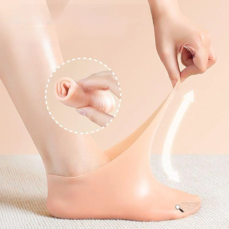 부드러운 실리콘 발뒤꿈치 보호대 보습 갈라짐 방지 양말 여성용 디자인 편안한 가정용 건성 피부용 신발 커버