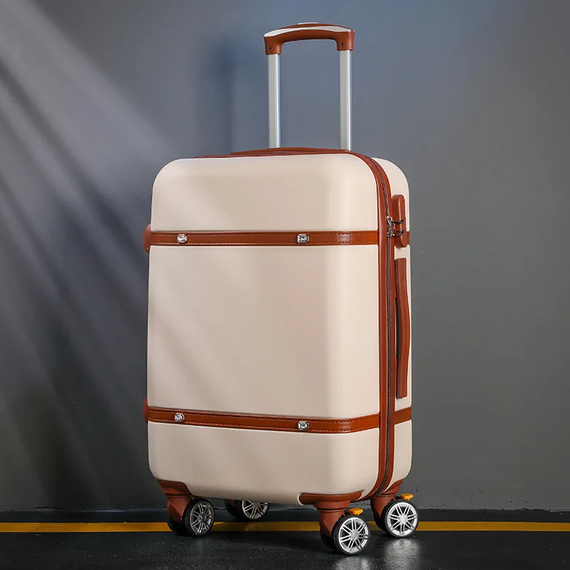 Travel Bag Pull Bar Suitcase Women Hard Retro Rolling Luggage Set Trolley Baggage With Cosmetic Bag Vintage Suitcase For Girls