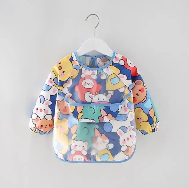 1PC Infant Bandana Bibs Long Sleeve Waterproof Cartoon Cute Baby Stuff 0-4Y Self Feeding Eating Tools With Pocket Baby Bibs Baby Accessories best of sale Baby Accessories