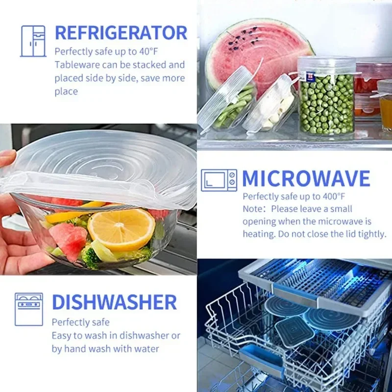For Kitchen Accessory Storage Food Cover Plastic Accessories Fridge General Silicone Refrigerator Dishes Container Adaptive Home