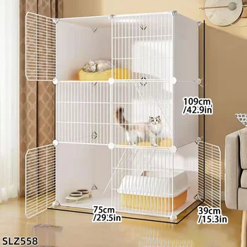 Gabbia per gatti per uso domestico, mobiletto per gatti da interno, piccola villa per gatti, spazio libero con toilette integrata, casetta per gatti multistrato