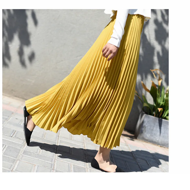 white pleated skirt TINT ERA High Waist Skirt Spring Autumn New Temperament Thin Chiffon Hand-pressed Crepe Pleated Large Swing A-line Skirts Women crop top and skirt