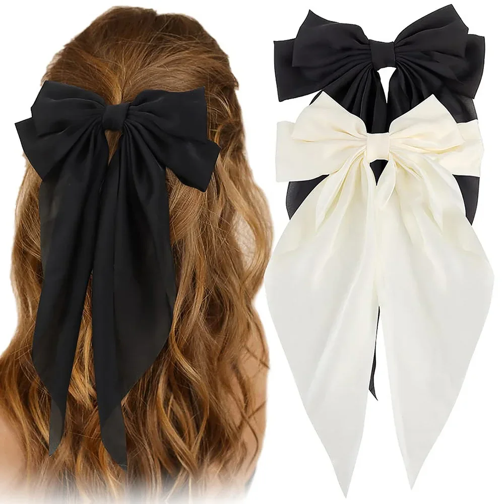 Elegant Satin Bow Hair Clip for Women - Fashion Solid Bowknot Barrettes, Girls Ponytail Accessory, Hairpin for Ladies 장식