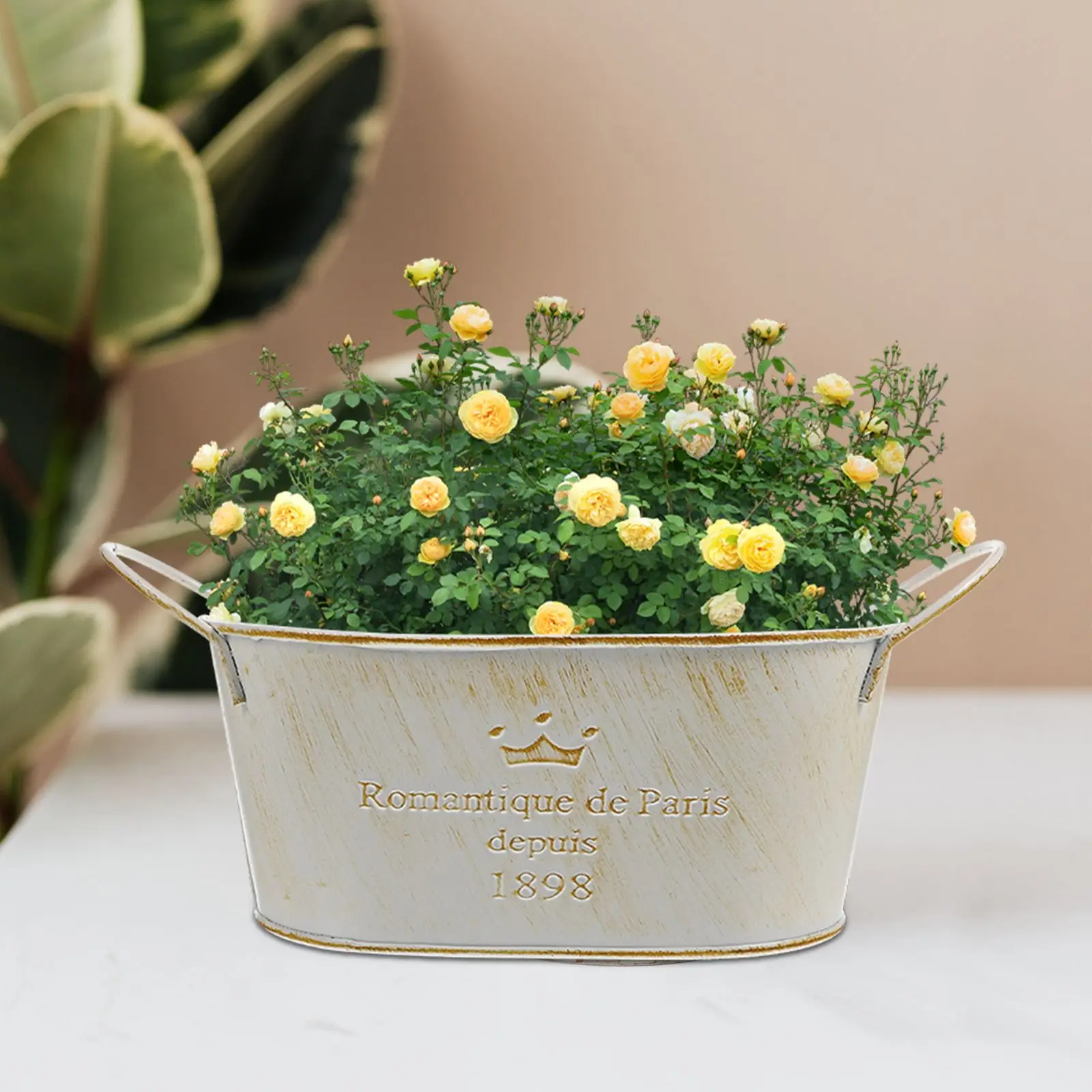 

Iron Flower Pot Vintage Flower Pot Rustic Style Flower Planter Retro Flower Vase For Garden Home Yard Office Bouquet Decoration