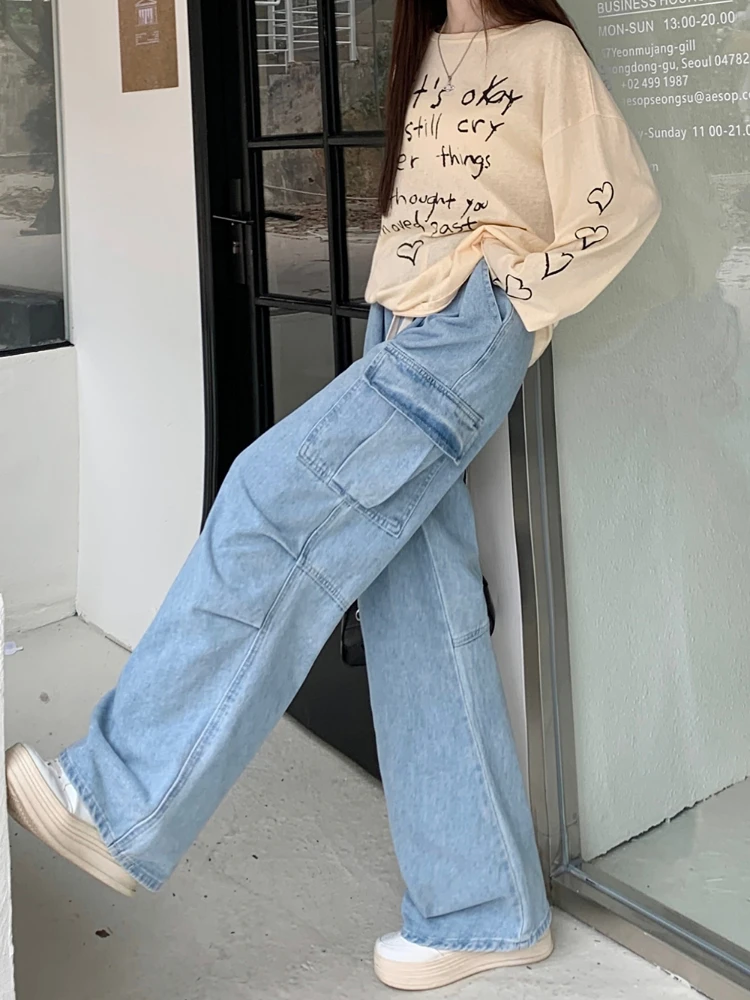 Джинсы-карго женские с эластичным поясом