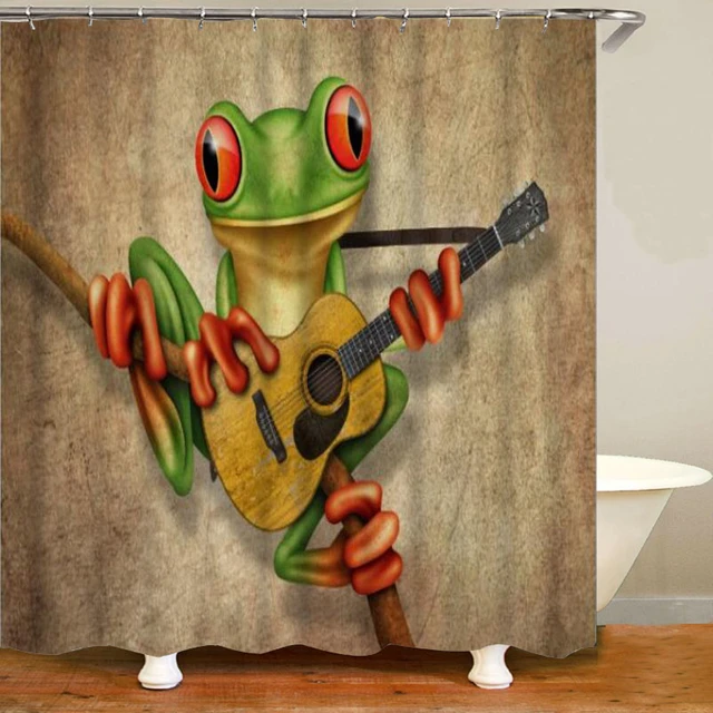 Cute Tree Frog Playing Guitar Shower Curtain Set 3d Frog Animal Musician Bath  Curtains Mat For Bathroom Bathtub Music Home Decor - Shower Curtains -  AliExpress