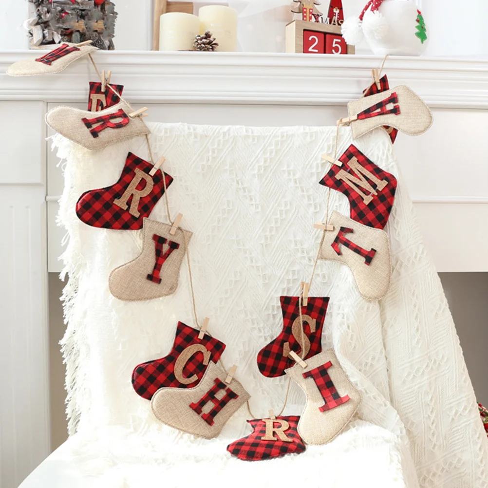 

2 Pcs Christmas Decorations Outdoor Party Banner New Year Cartoon Letters Colorful Pendant Triangle Fine Flag Chritmas Indoor