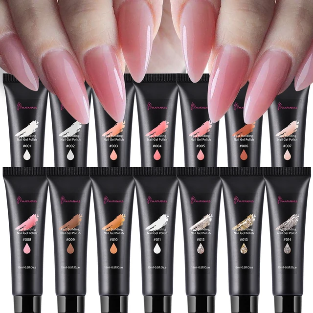 15ml/Bottle Quick Extension Poly Nail Gel Polish Semi Permanent Acrylic Fast Building Hard Gel Pink Soak Off Gel Nail Varnish 1