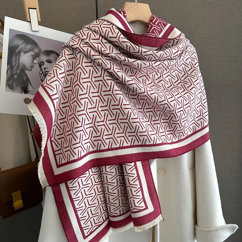 

Luxury Brand Warm Cashmere Scarf for Women Design Winter Pashmina Shawls and Wraps Poncho Female Thick Blanket Bufandas Echarpe