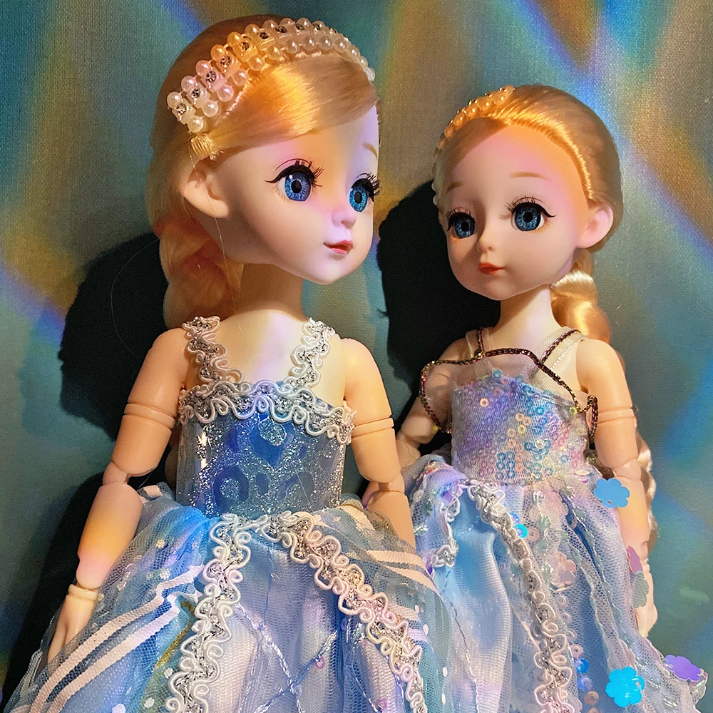

BJD Doll Jointed Body Toy For Girls 30CM Princess Clothes Dress Up Weave Hair Eyes Accessories Detachable Fashion Movable Joint