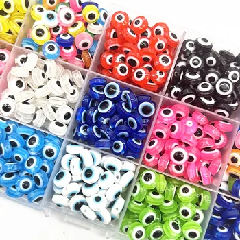 Hot 50pcs/lot 6mm 8mm 10mm Oval Beads Evil Eye Resin Spacer Beads for Jewelry Making DIY Handmade Earring Bracelet Accessories 1