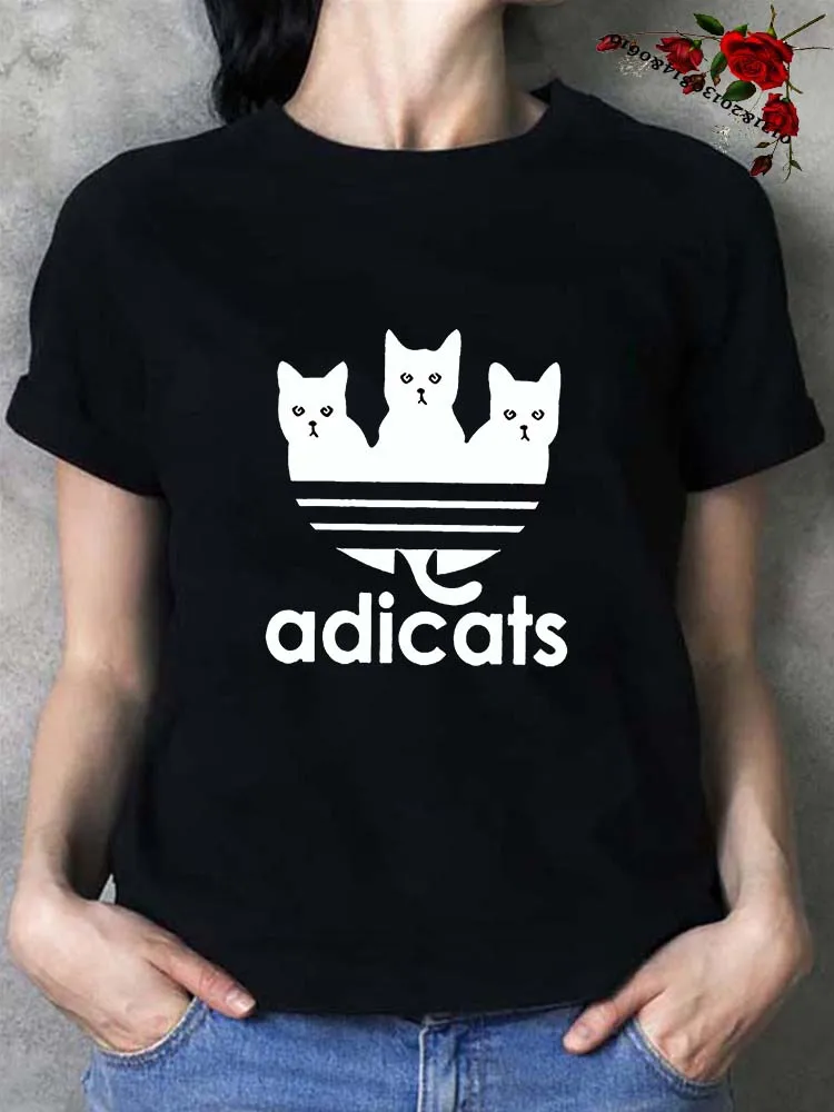 

Funny Cat Printed Tshirt Woman 2022 Summer Short Sleeved T-shirt Hip Hop Casual T Shirt Female Clothes Cartoon Harajuku Tops Tee