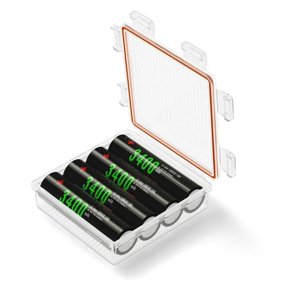 Hard Plastic 18650 Battery Case Storage Boxes 4pcs 18650 Battery Holder Rechargeable Waterproof Cases