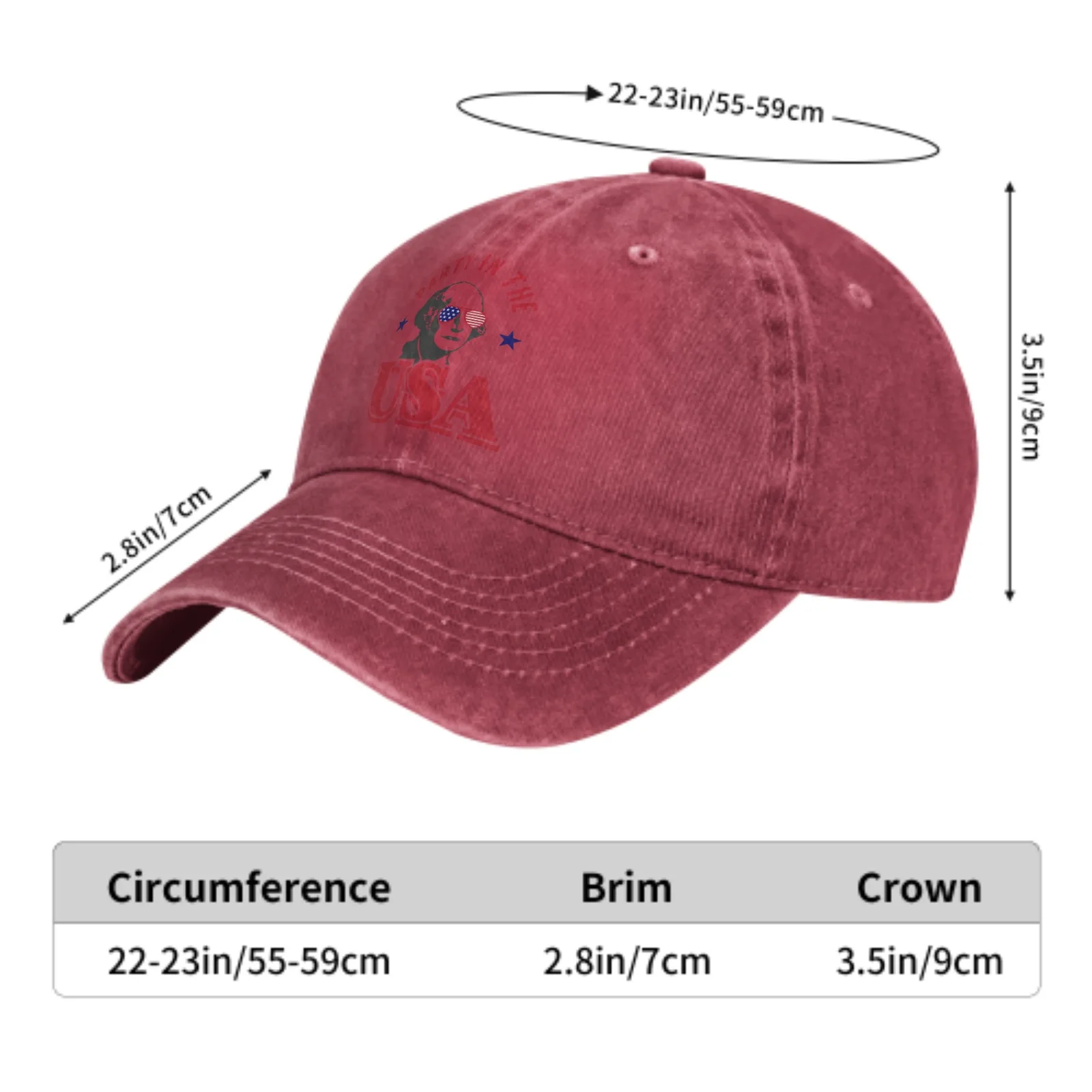 Party In The Usa Hat Adjustable Baseball Cap Cotton Cowboy Hat, Fashionable for Man Woman