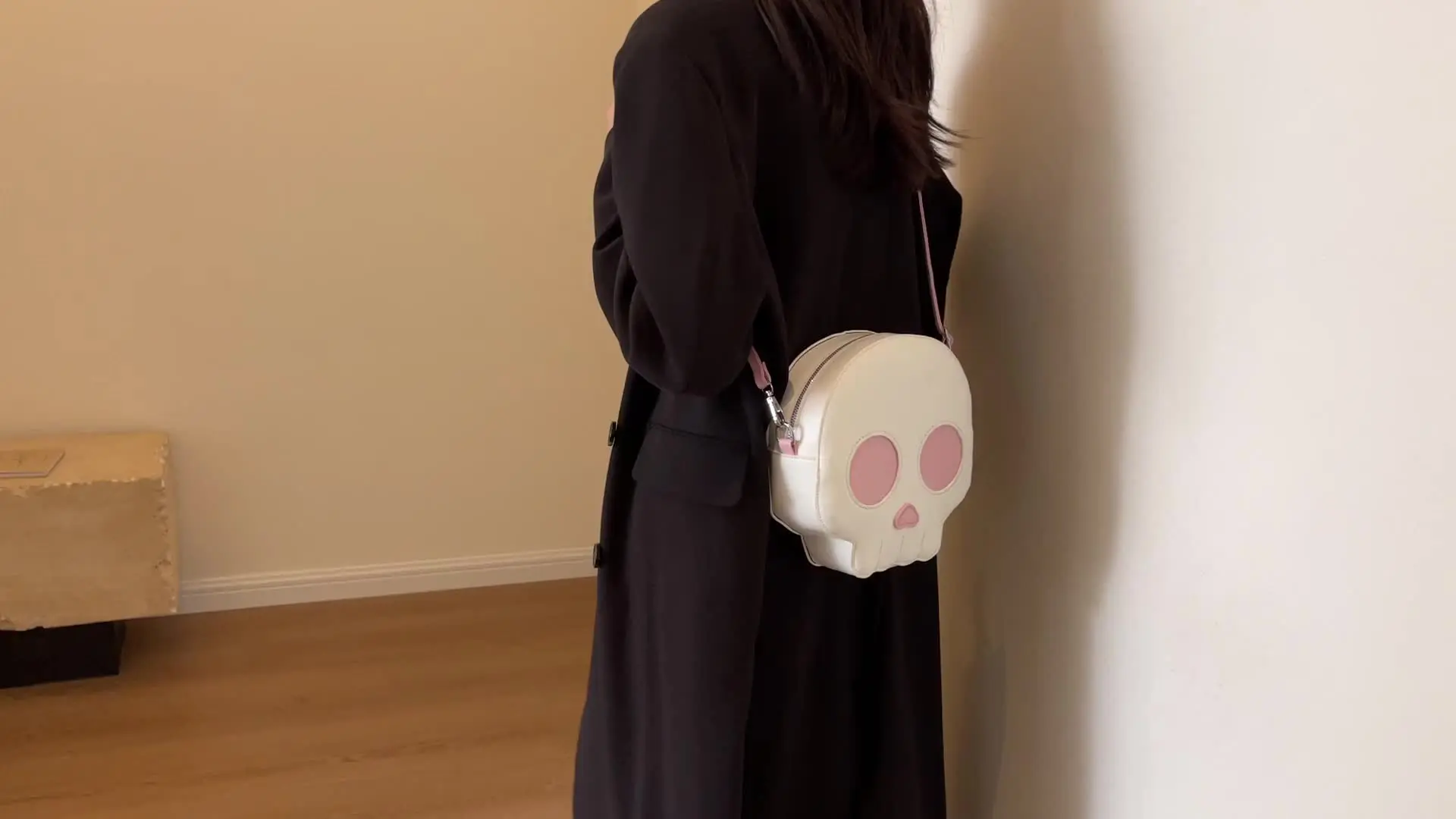 Lucalina Sac à main Crâne avec Rose Violet Sac Pliant Sac à Bandoulière