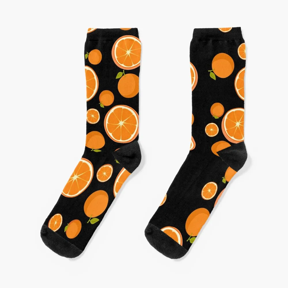 Oranges - Black Background Socks sports and leisure Soccer kids Non-slip Socks For Man Women's monarch butterfly socks sports socks woman black socks wholesale